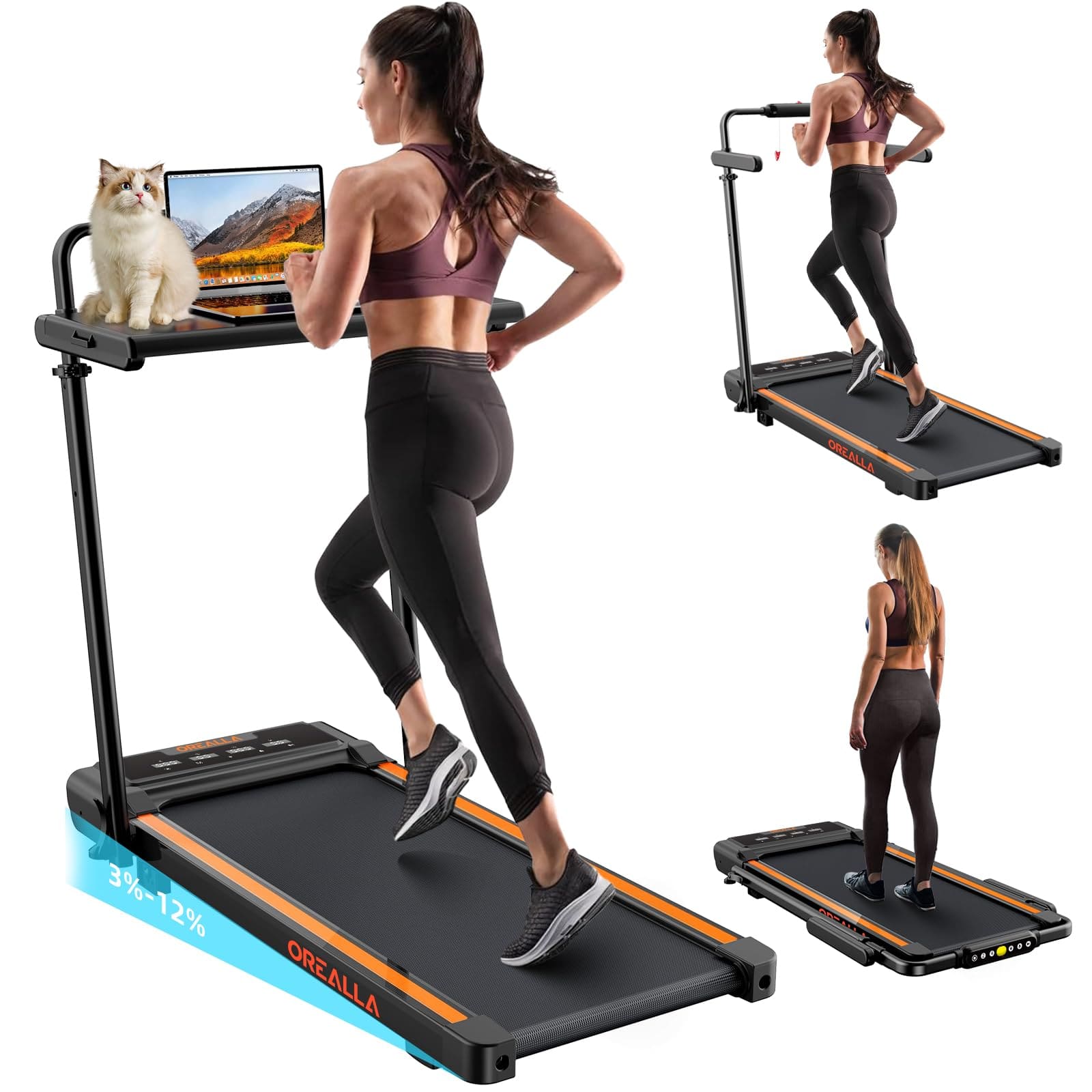Orealla 3 in 1 Walking Pad Treadmill with Incline - Orealla