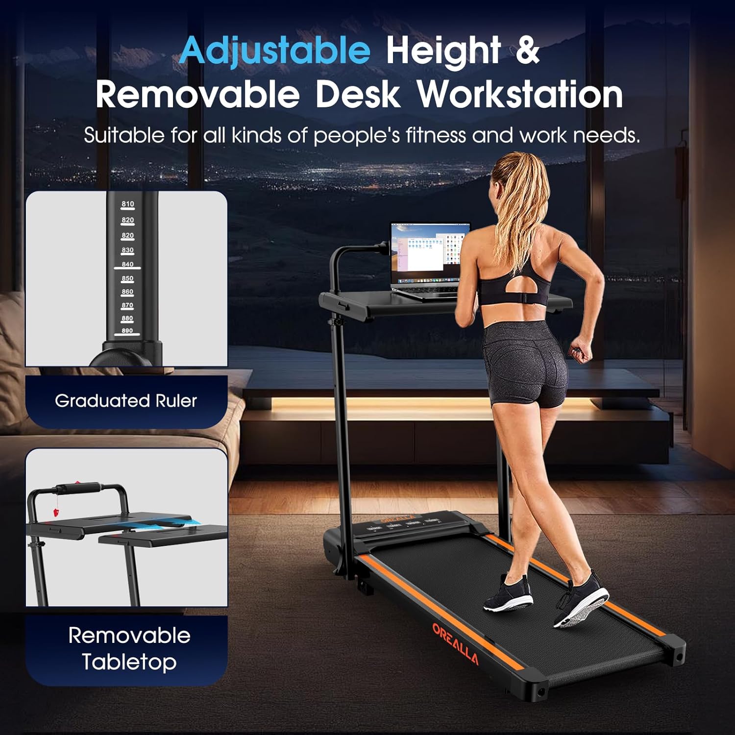 Orealla 3 in 1 Walking Pad Treadmill with Incline - Orealla