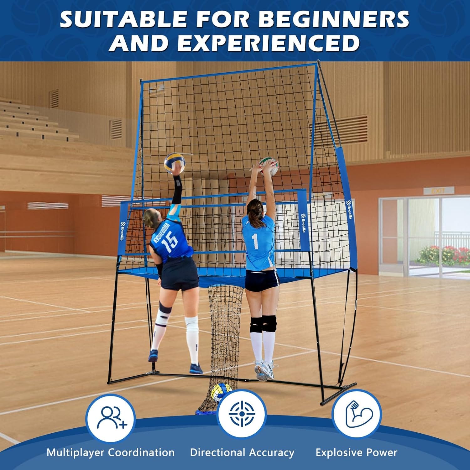 Orealla Volleyball Practice Net - Blue - Orealla