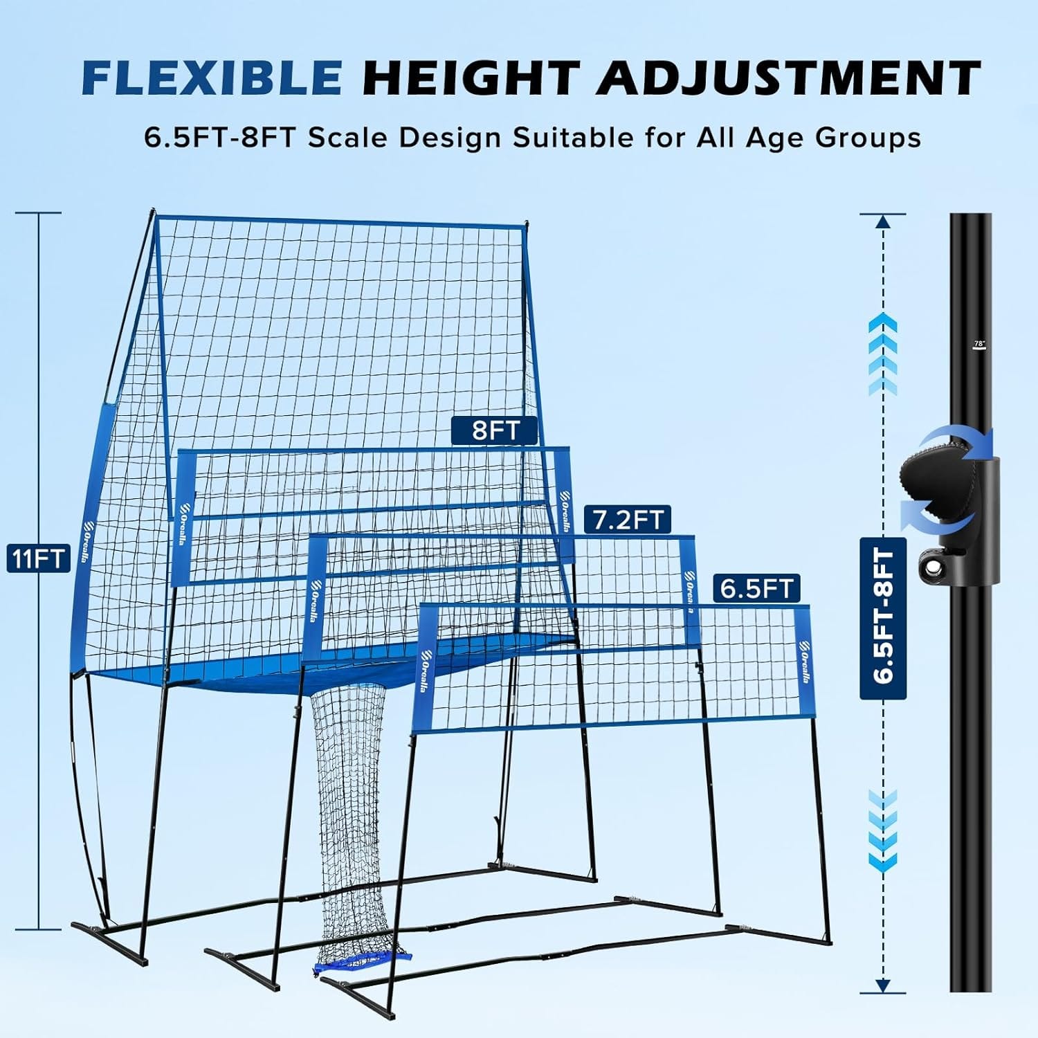 Orealla Volleyball Practice Net - Blue - Orealla